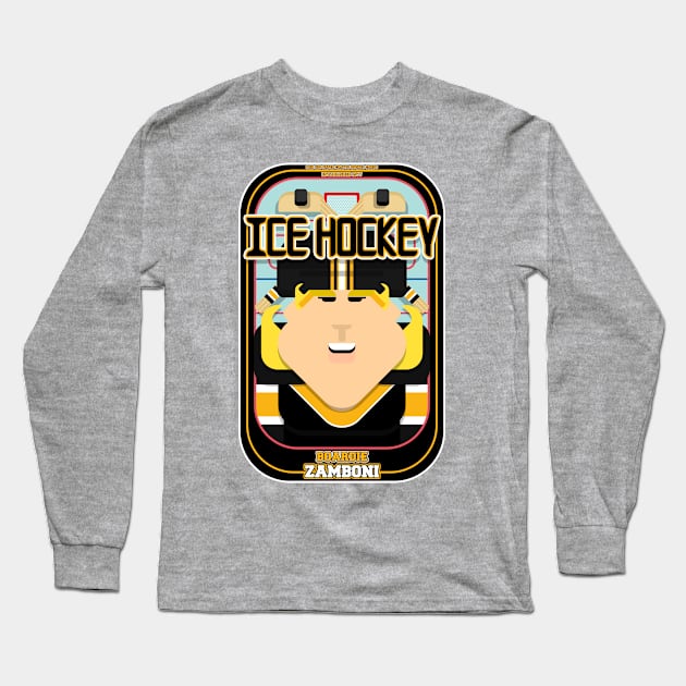 Ice Hockey Black and Yellow - Boardie Zamboni - Hazel version Long Sleeve T-Shirt by Boxedspapercrafts